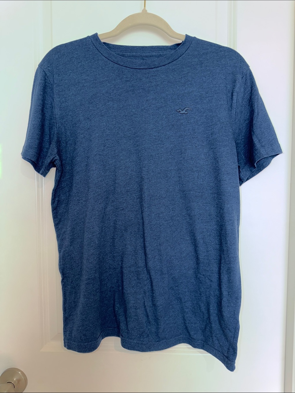 Hollister Heathered Blue Crew Tee with Subtle Logo